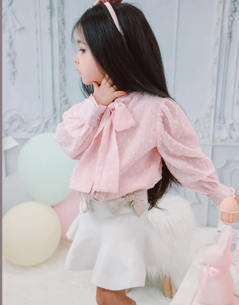 Flare Skirt with Satin Bows